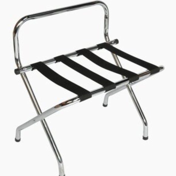 Folding Luggage Rack Chromed Metal Suitcase Holder Shelf For Home Hotel - Picture 1 of 1
